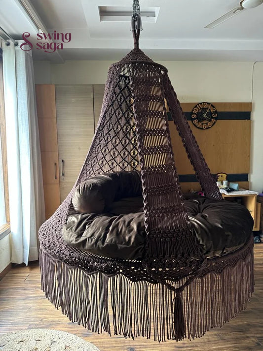 Mocha Brown  Macrame Bed Swing - Swing Saga