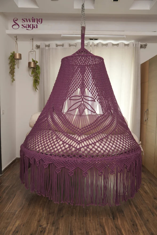 Magenta Pink  Macrame Bed Swing - Swing Saga