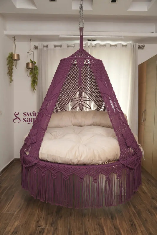 Magenta Pink  Macrame Bed Swing - Swing Saga