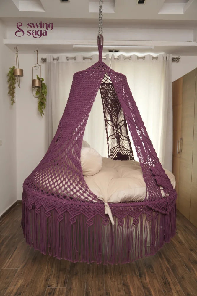 Magenta Pink  Macrame Bed Swing - Swing Saga
