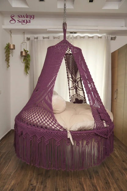 Magenta Pink  Macrame Bed Swing - Swing Saga