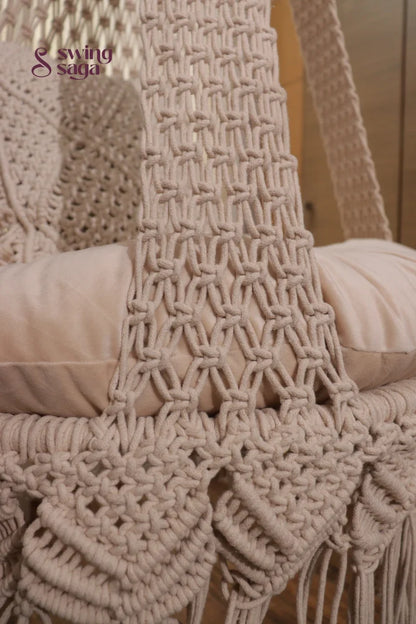 Cream White single seater hanging chair - Swing Saga
