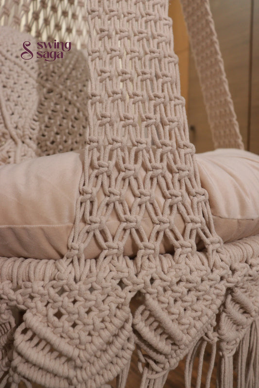 Cream White single seater hanging chair - Swing Saga