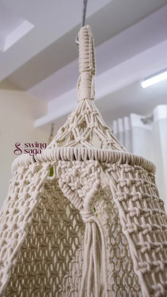 Cream White single seater hanging chair - Swing Saga