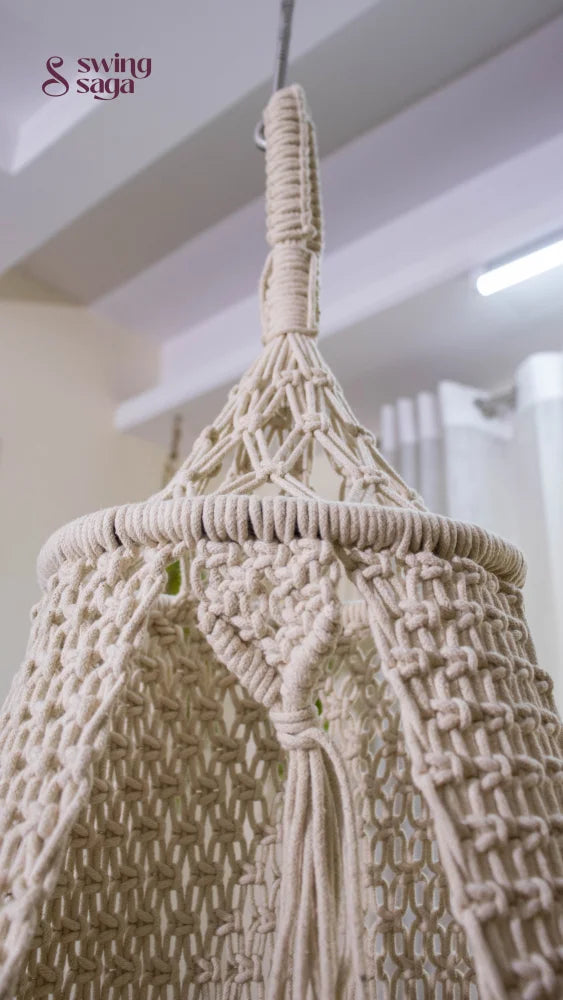 Cream White single seater hanging chair - Swing Saga