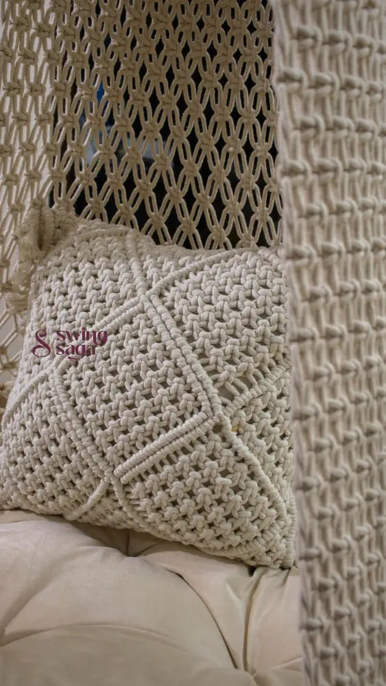 Cream White single seater hanging chair - Swing Saga