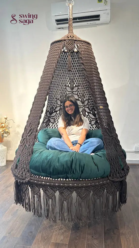 Mocha Brown Double seater hanging chair - Swing Saga