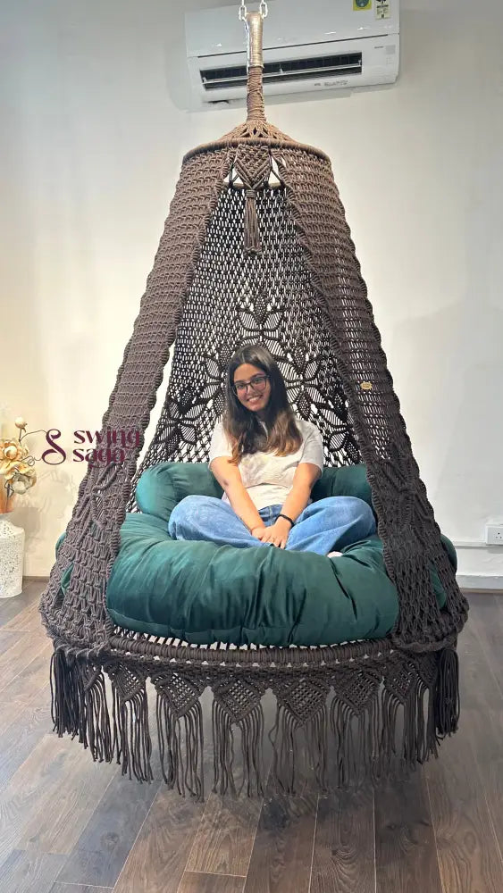 Mocha Brown Double seater hanging chair - Swing Saga