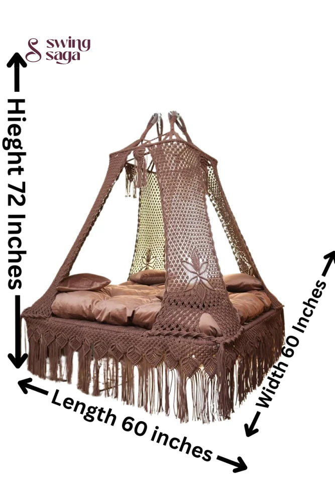White  Macrame Bed Swing - Swing Saga