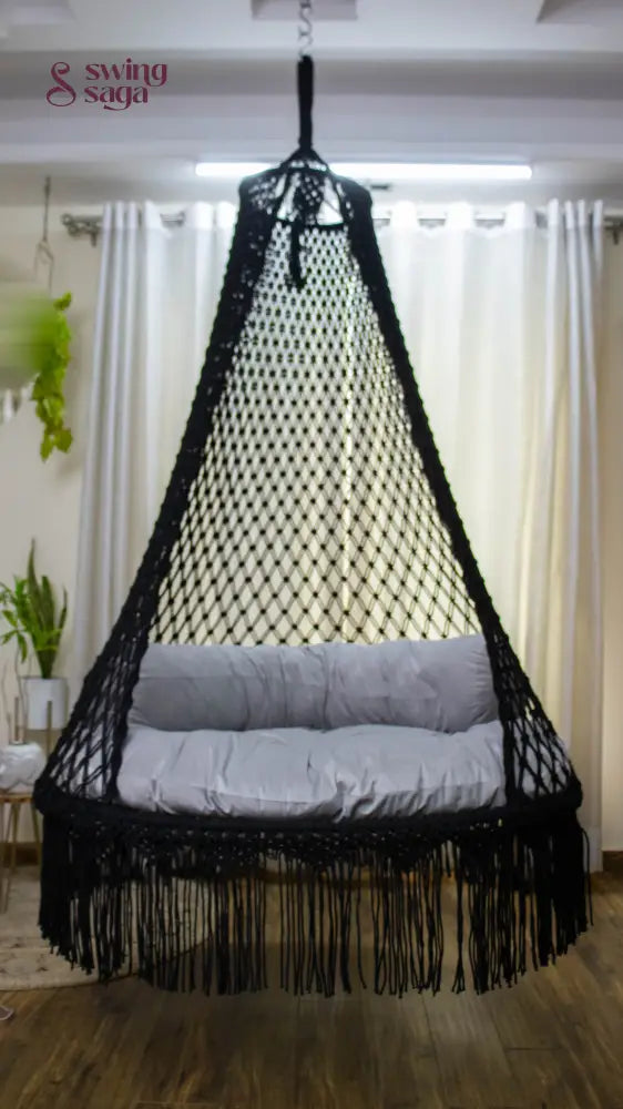 Black / Dark Grey Double seater hanging chair - Swing Saga