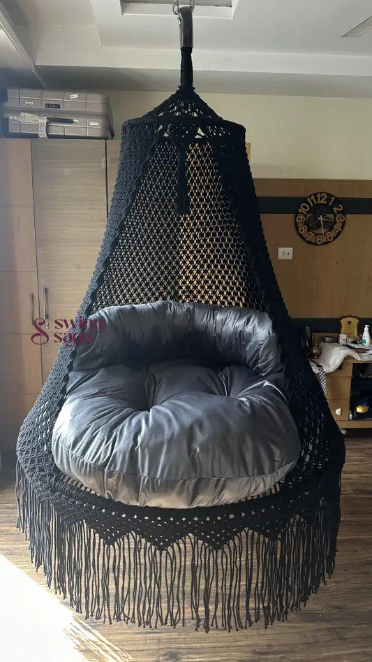 Black / Dark Grey Double seater hanging chair - Swing Saga