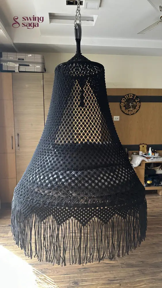 Black / Dark Grey Double seater hanging chair - Swing Saga