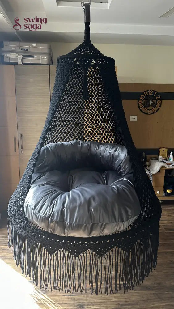 Black / Dark Grey Double seater hanging chair - Swing Saga