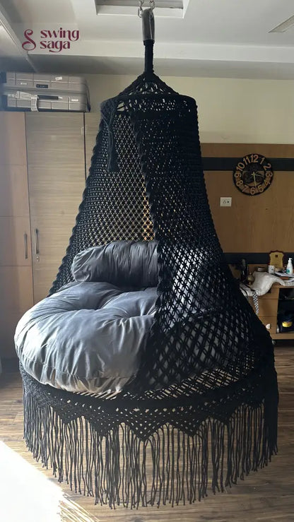 Black / Dark Grey Double seater hanging chair - Swing Saga