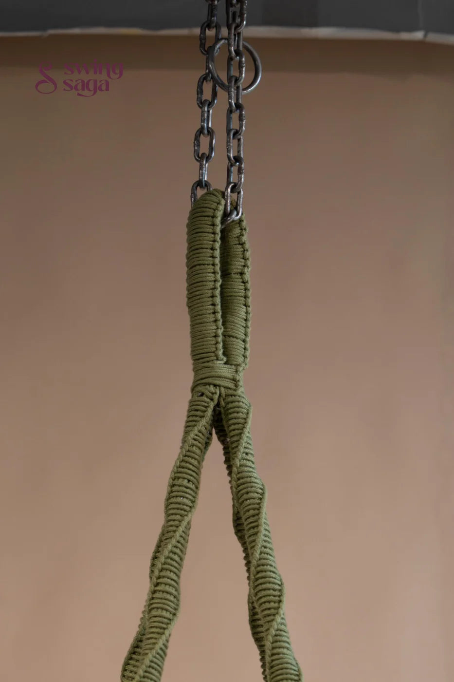 Meadow, Single Seater Olive Green Macramé Swing - Olive Green / 35*40 Inches | 72 inches in height