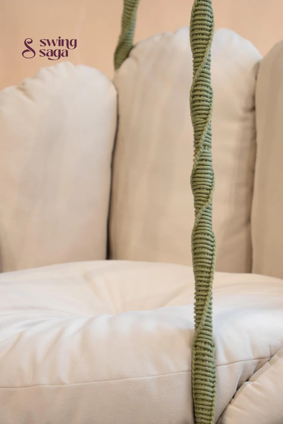 Meadow, Single Seater Olive Green Macramé Swing - Olive Green / 35*40 Inches | 72 inches in height