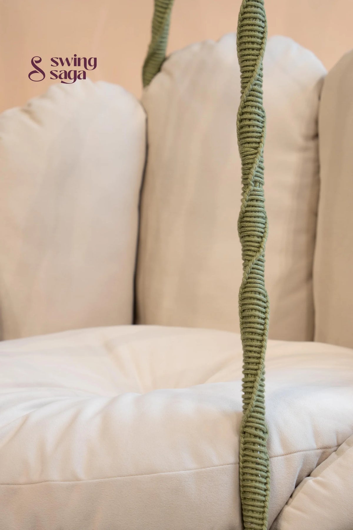 Meadow, Single Seater Olive Green Macramé Swing - Olive Green / 35*40 Inches | 72 inches in height