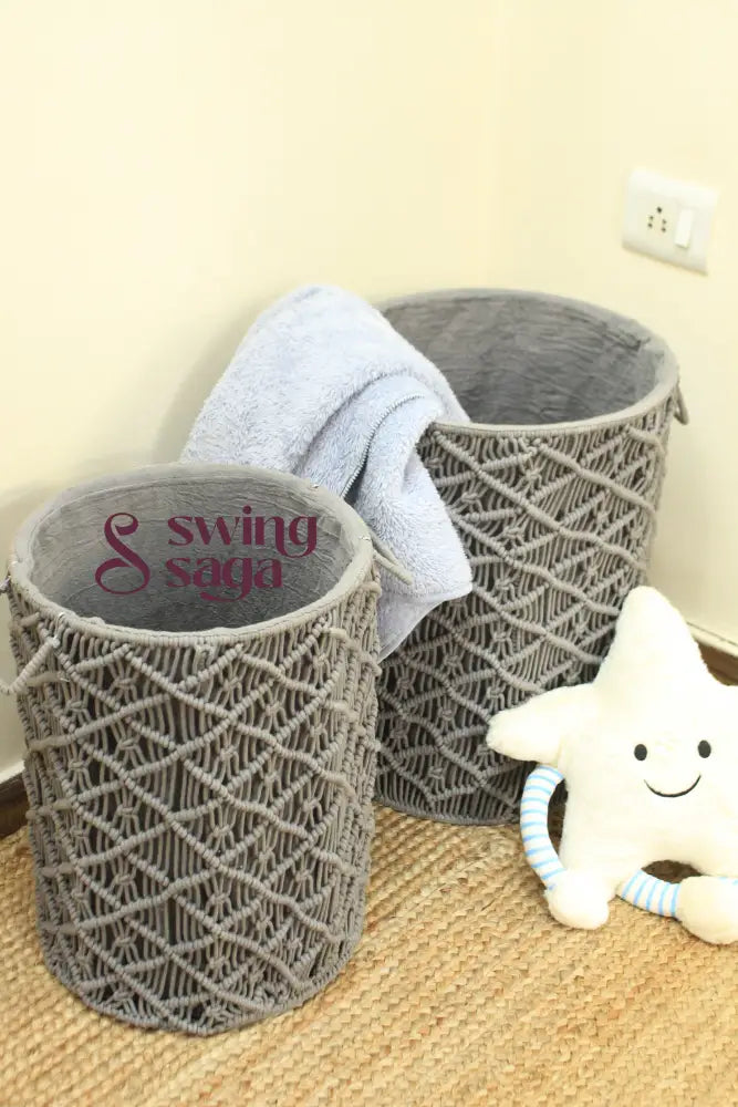 Melange Grey Laundry Baskets - Set Of 2