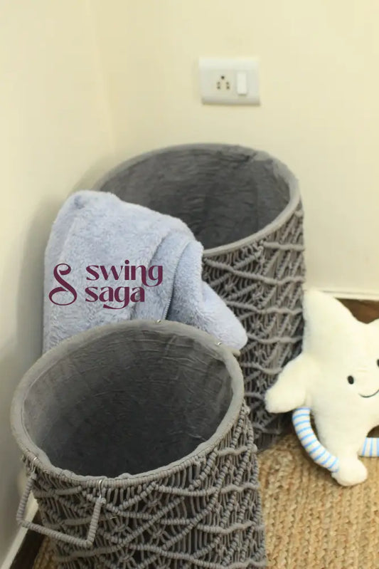 Melange Grey Laundry Baskets - Set Of 2