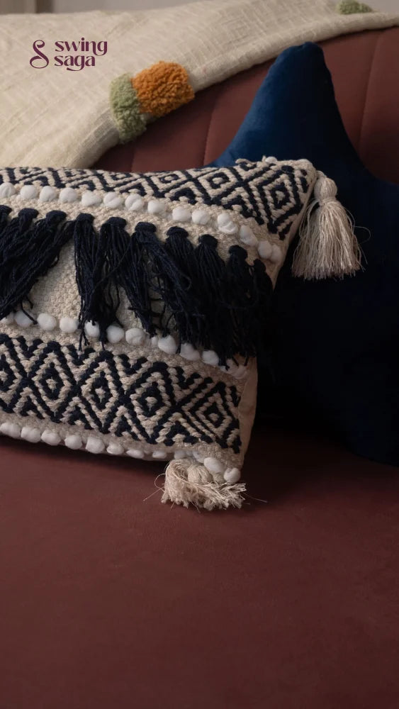 Decorative pillow with tassels on a couch