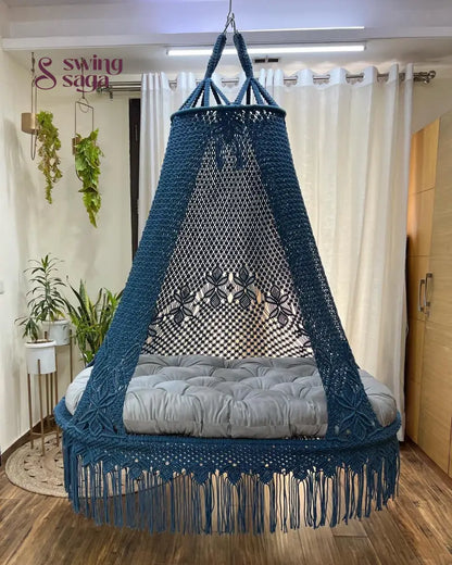 Navy Blue / Light Grey Double seater hanging chair - Swing Saga