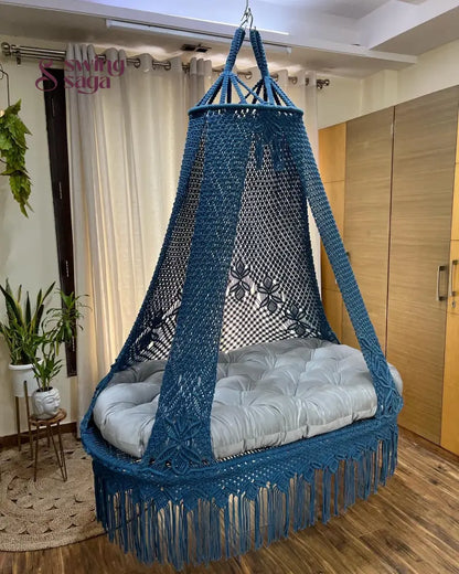 Navy Blue / Light Grey Double seater hanging chair - Swing Saga