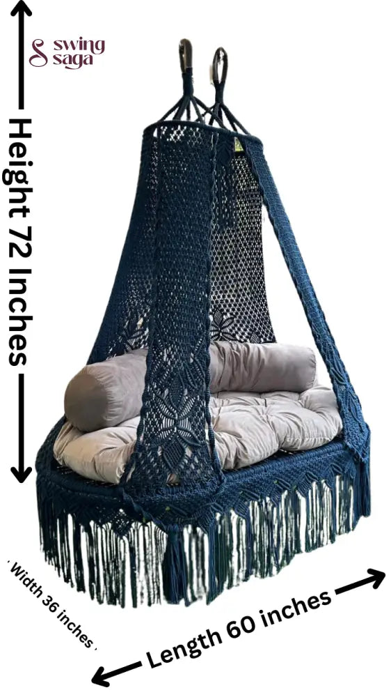 Navy Blue / Light Grey Double seater hanging chair - Swing Saga