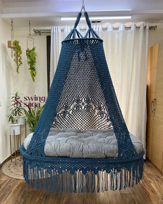Navy Blue / Light Grey Double seater hanging chair - Swing Saga
