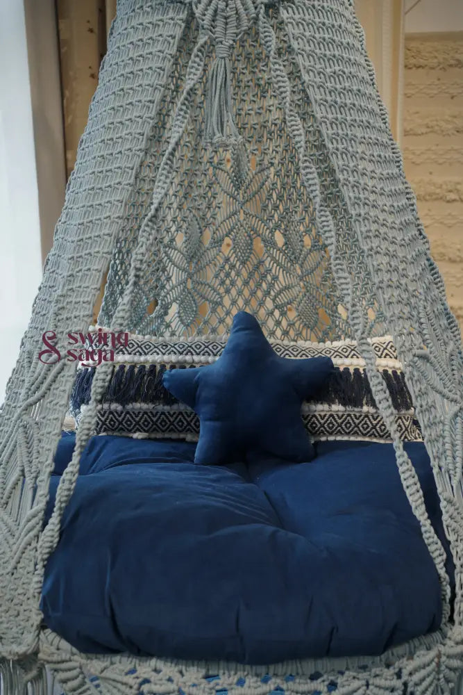 Blue cushion on a textured surface