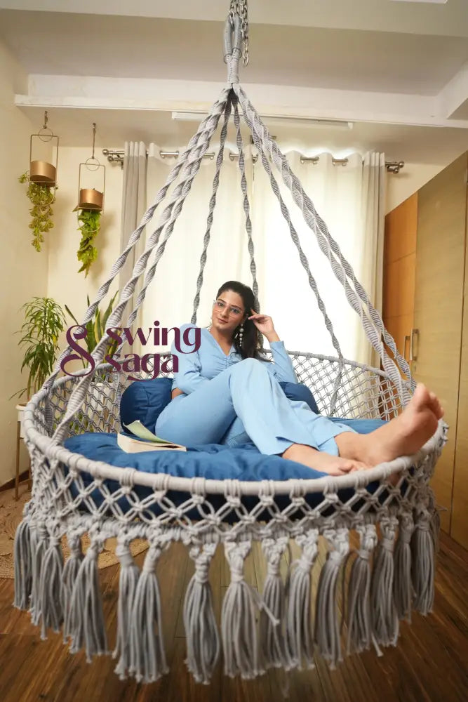Nighttime Blue Porch Swing