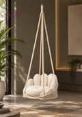 Noor, Single Seater Macramé Swing - 30*32 Inches | Height: 72 inches / White