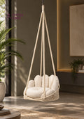 Noor, Single Seater Macramé Swing - 30*32 Inches | Height: 72 inches / White