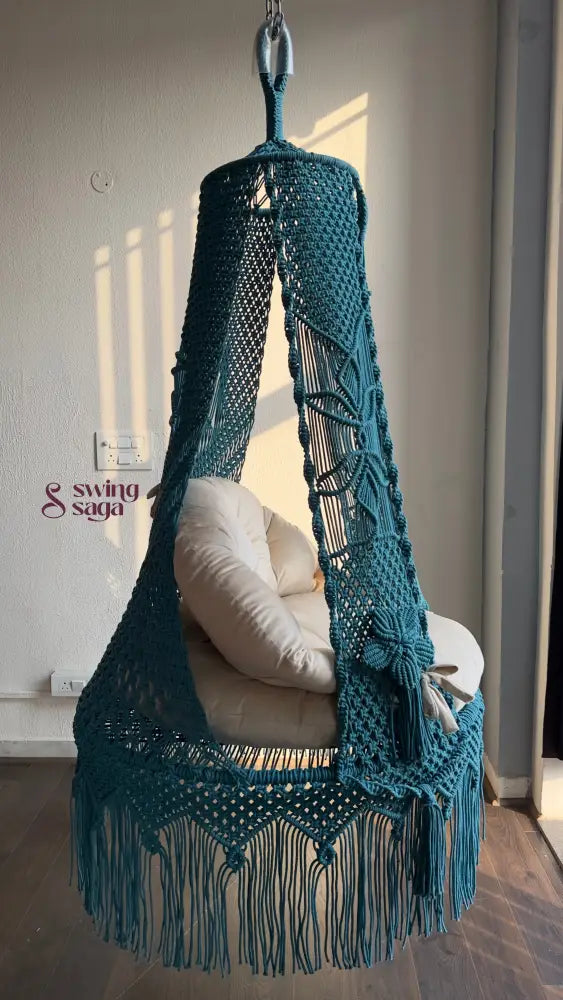 Ocean Muse Macrame Swing 40 inches / Teal Blue