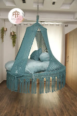 Ocean Teal Blue Bed Swing Teal Blue / Sky Blue / 65 Inches