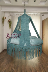 Ocean Teal Blue Bed Swing Teal Blue / Sky Blue / 65 Inches