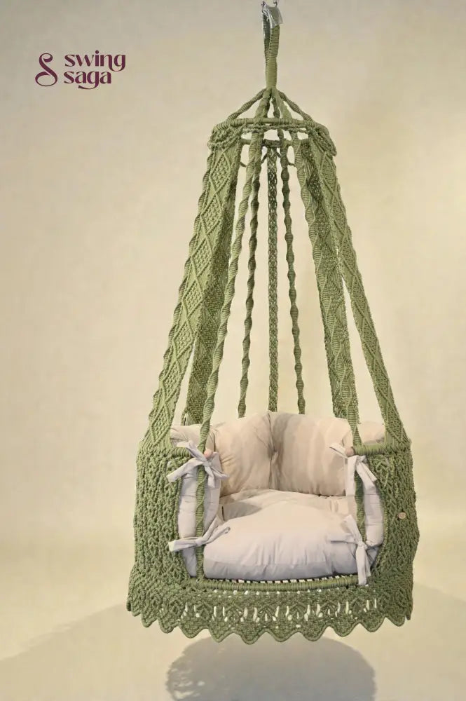green chair hammock hanging swing for indoors.