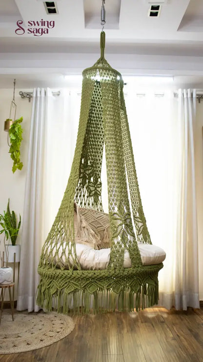 Olive Green single seater hanging chair - Swing Saga