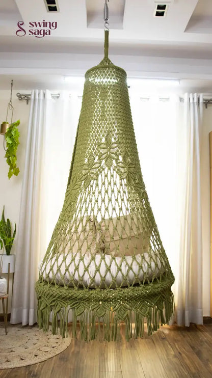 Olive Green single seater hanging chair - Swing Saga