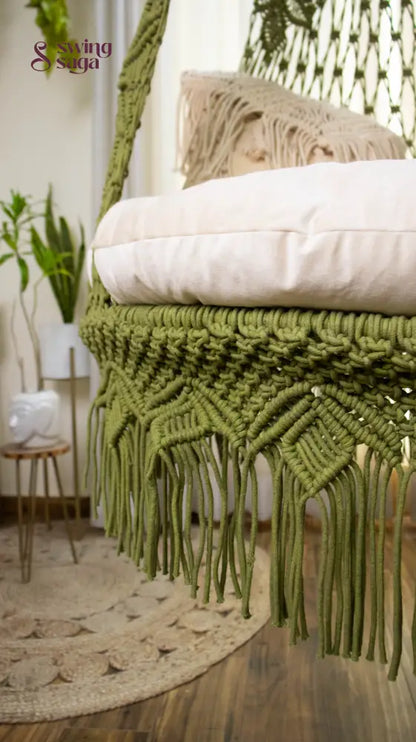 Olive Green single seater hanging chair - Swing Saga