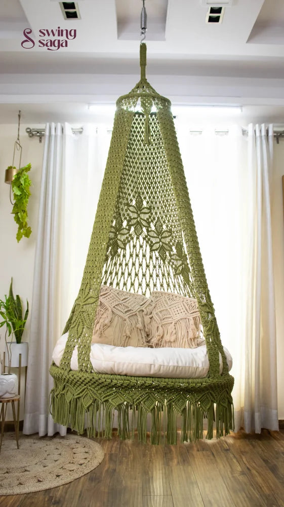 Olive Green single seater hanging chair - Swing Saga