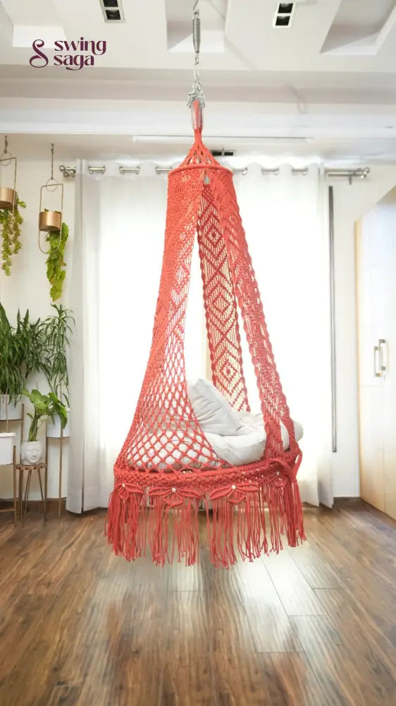 Orange single seater hanging chair - Swing Saga