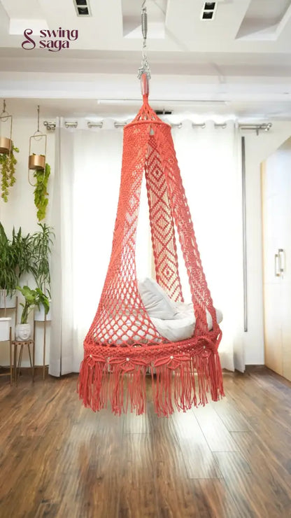 Orange single seater hanging chair - Swing Saga