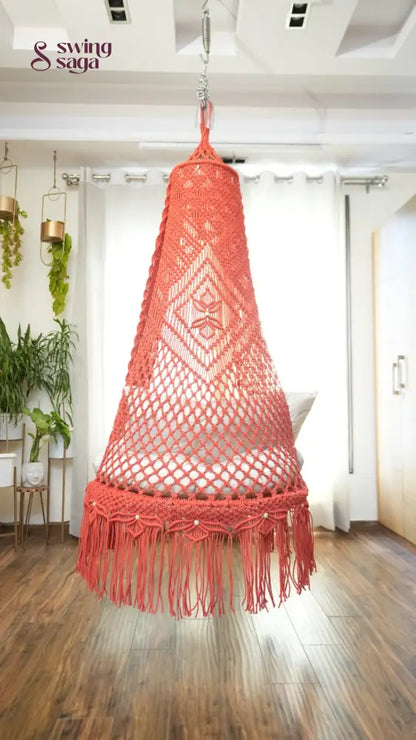 Orange single seater hanging chair - Swing Saga