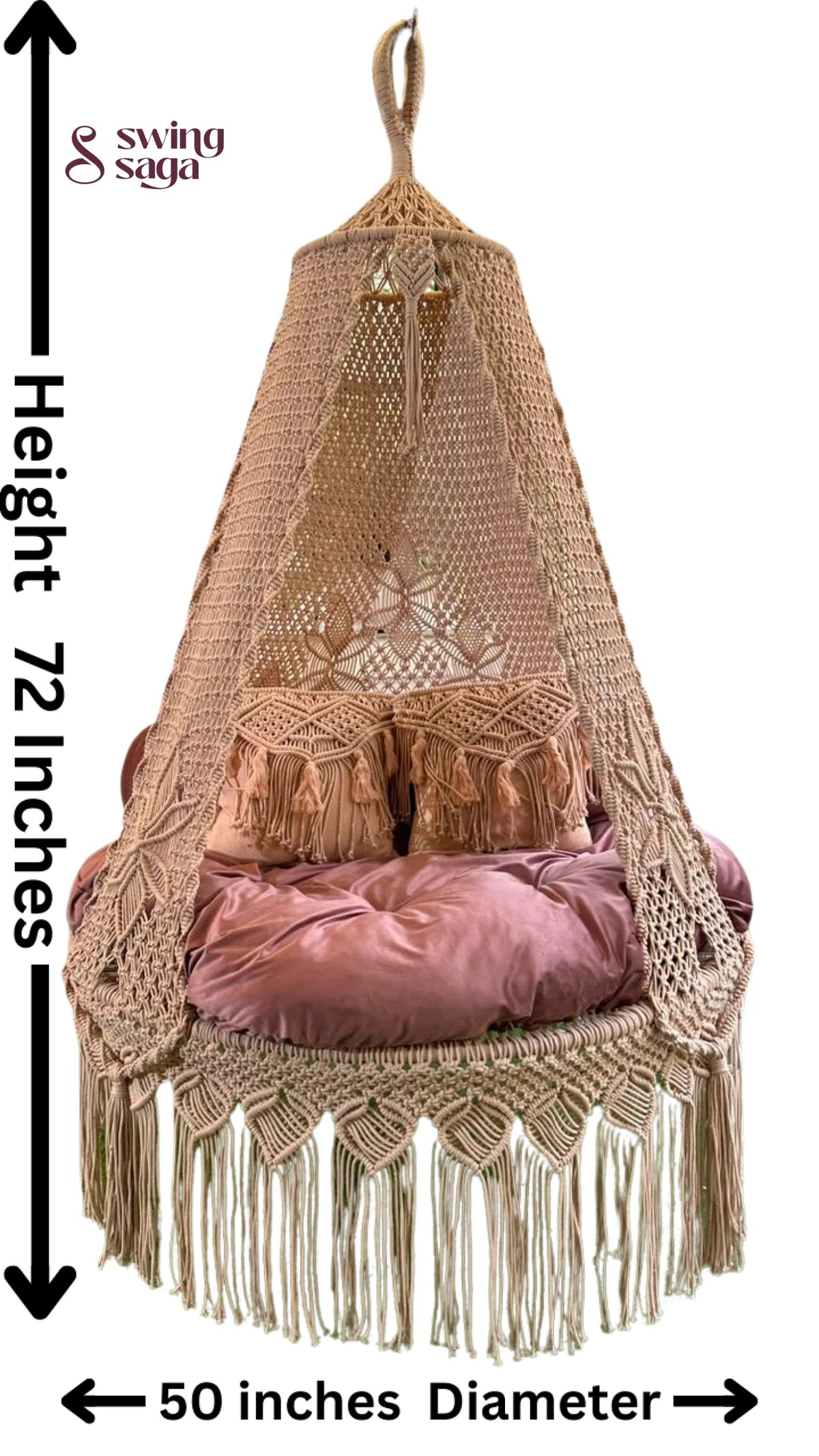Baby Pink Double seater hanging chair - Swing Saga