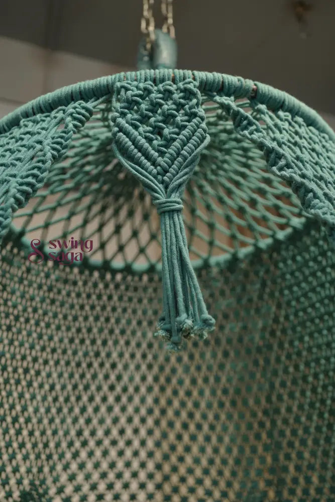Teal Blue  Macrame Bed Swing - Swing Saga