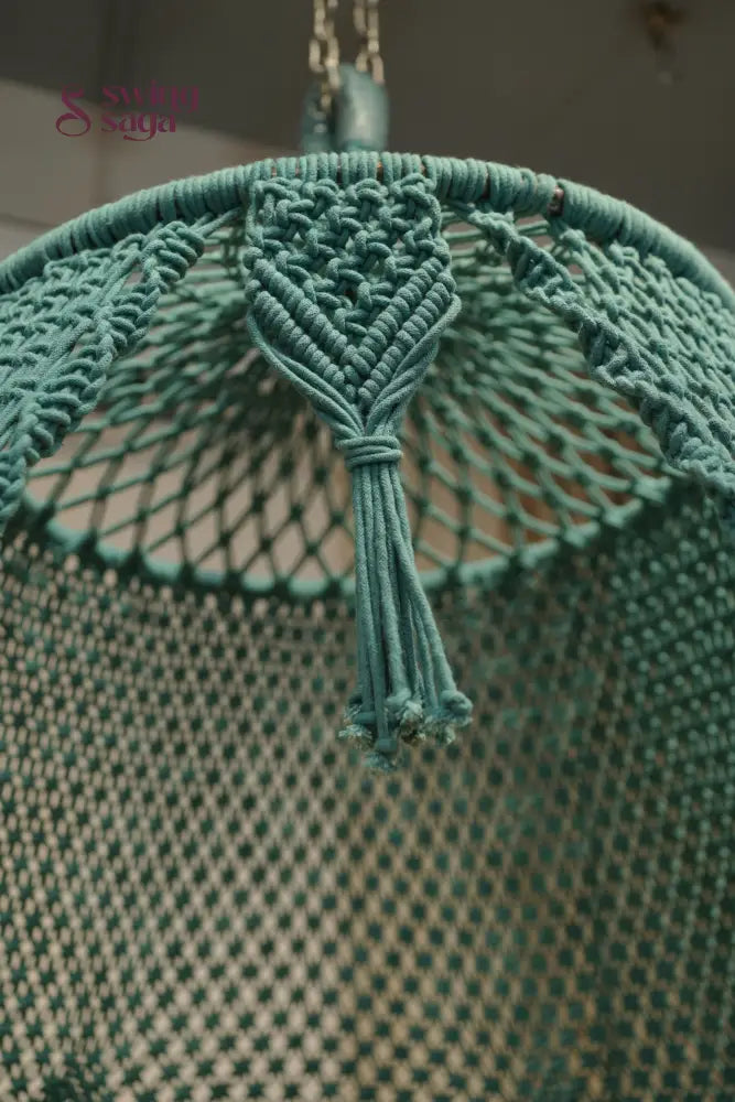 Teal Blue  Macrame Bed Swing - Swing Saga