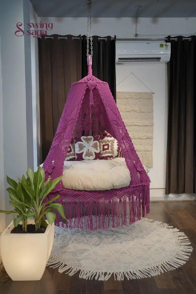 Plum Macrame Bed Swing - Swing Saga