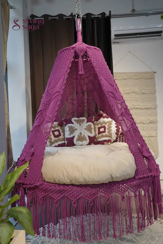 Plum Macrame Bed Swing - Swing Saga