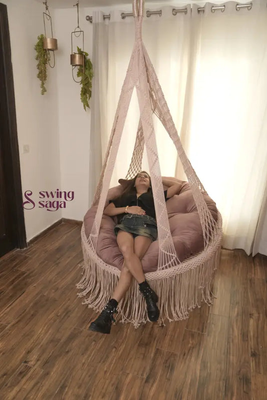 Lush Lux Pink Double seater hanging chair - Swing Saga
