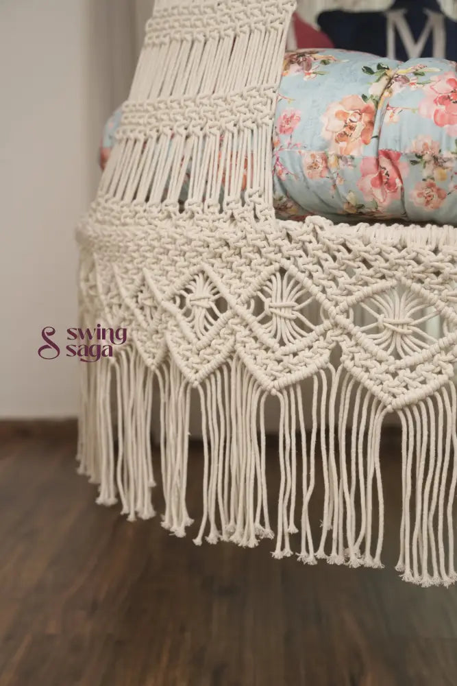 Cream White Double seater hanging chair - Swing Saga